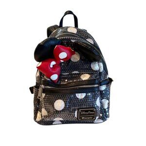 Disney Parks Minnie Mouse Loungefly Sequined Polka Dot Backpack